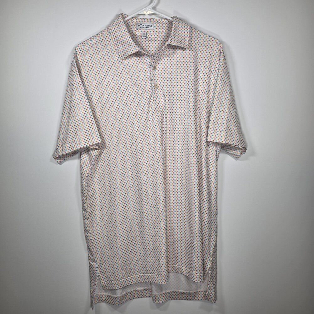 Peter Millar Summer Comfort Polo Shirt Mens Mediim Polka Dots Golf